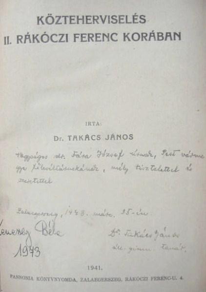 TAKÁCS János,dr: Közteherviselés II. Rákóczi Ferenc korában.