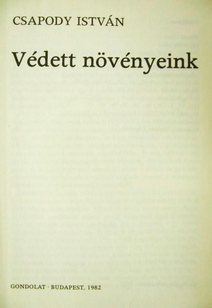 CSAPODY István: Védett növényeink.