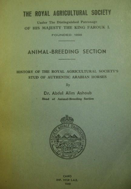 ASHOUB,A.A:History of the Royal Agricult...Arabian horses.