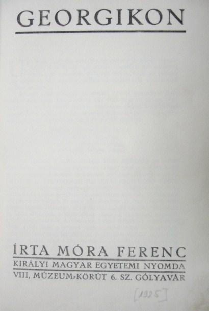 MÓRA Ferenc: Georgikon.