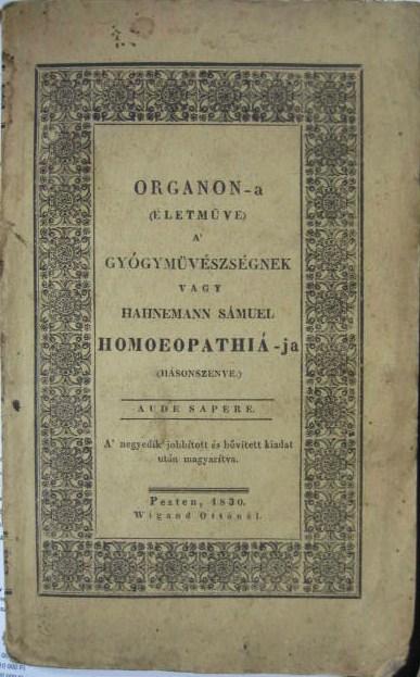 HAHNEMANN, Sámuel:Organon-a+KOVÁTS Mihály:Antiorganon (2 mű)