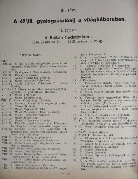 CRETTIER F(szerk):A volt csász. és kir. 69. gyalogezred tört