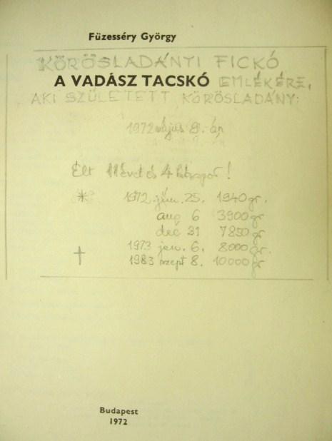 FÜZESSÉRY György: A vadásztacskó.