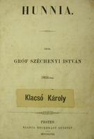 SZÉCHENYI István, gróf: Hunnia.